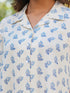 Off White Cotton Flex Floral Printed A-line Shirt Dress